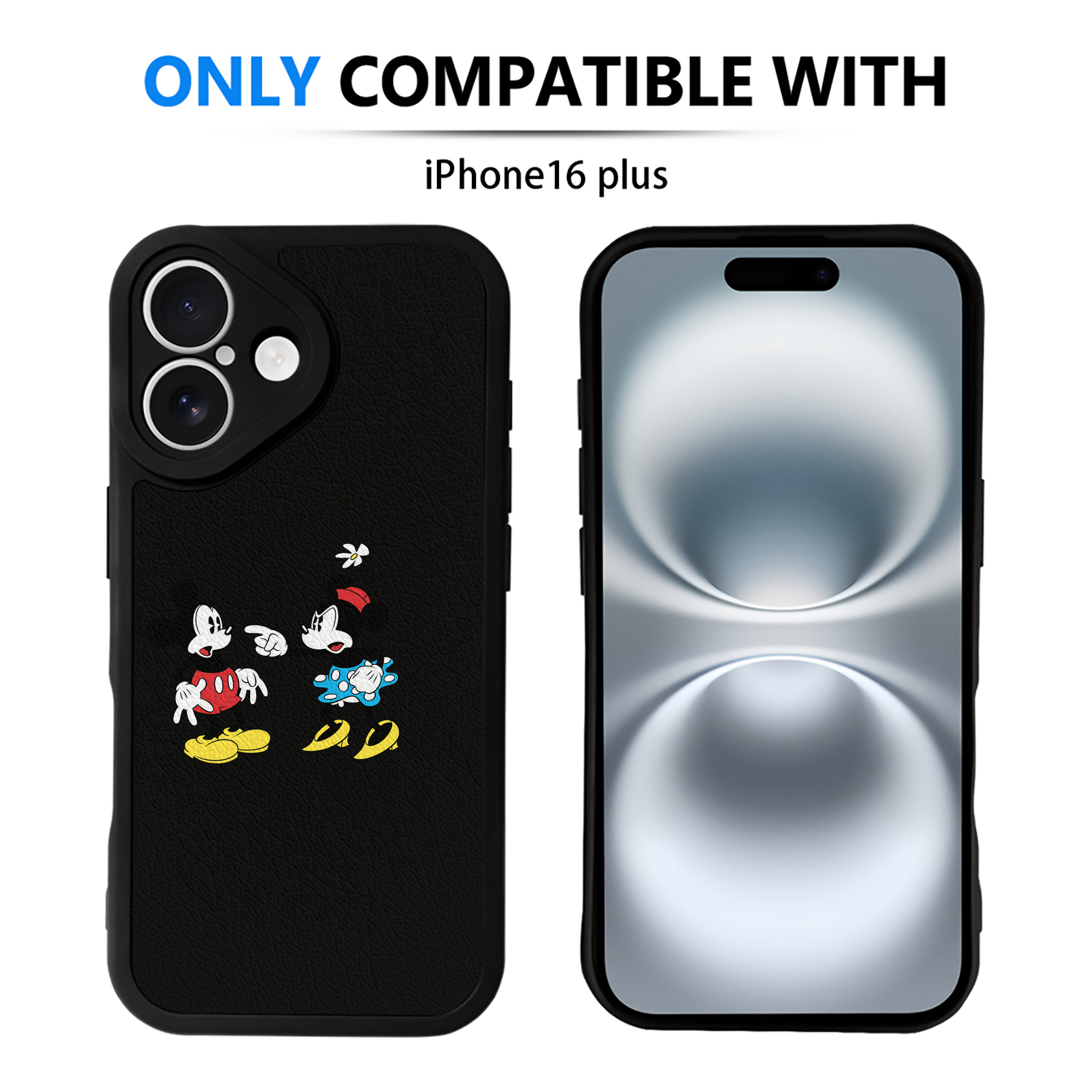 （画像用） ミッキーマウス Mickey Mouse 【iPhone 16シリーズ対応】シリコンスマホケース（レザー調） 材質：シリコン